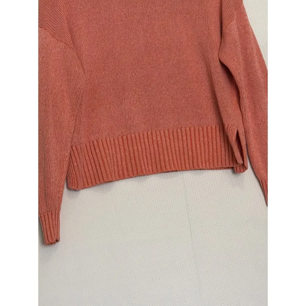 J.Crew Women’s Medium Coral Knit Crewneck Sweater Ribbed Hem‎